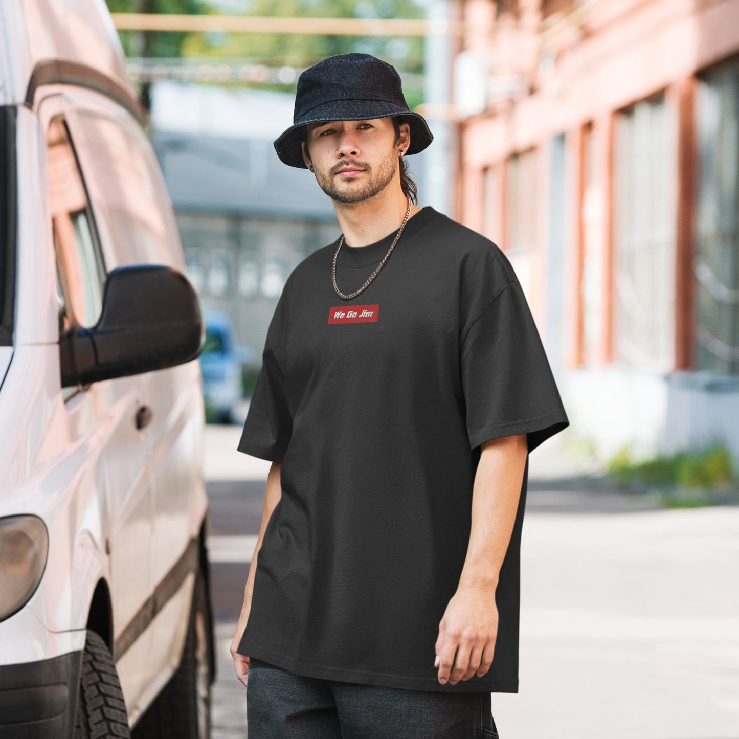 "We Go Jim" Oversized Faded T-Shirt