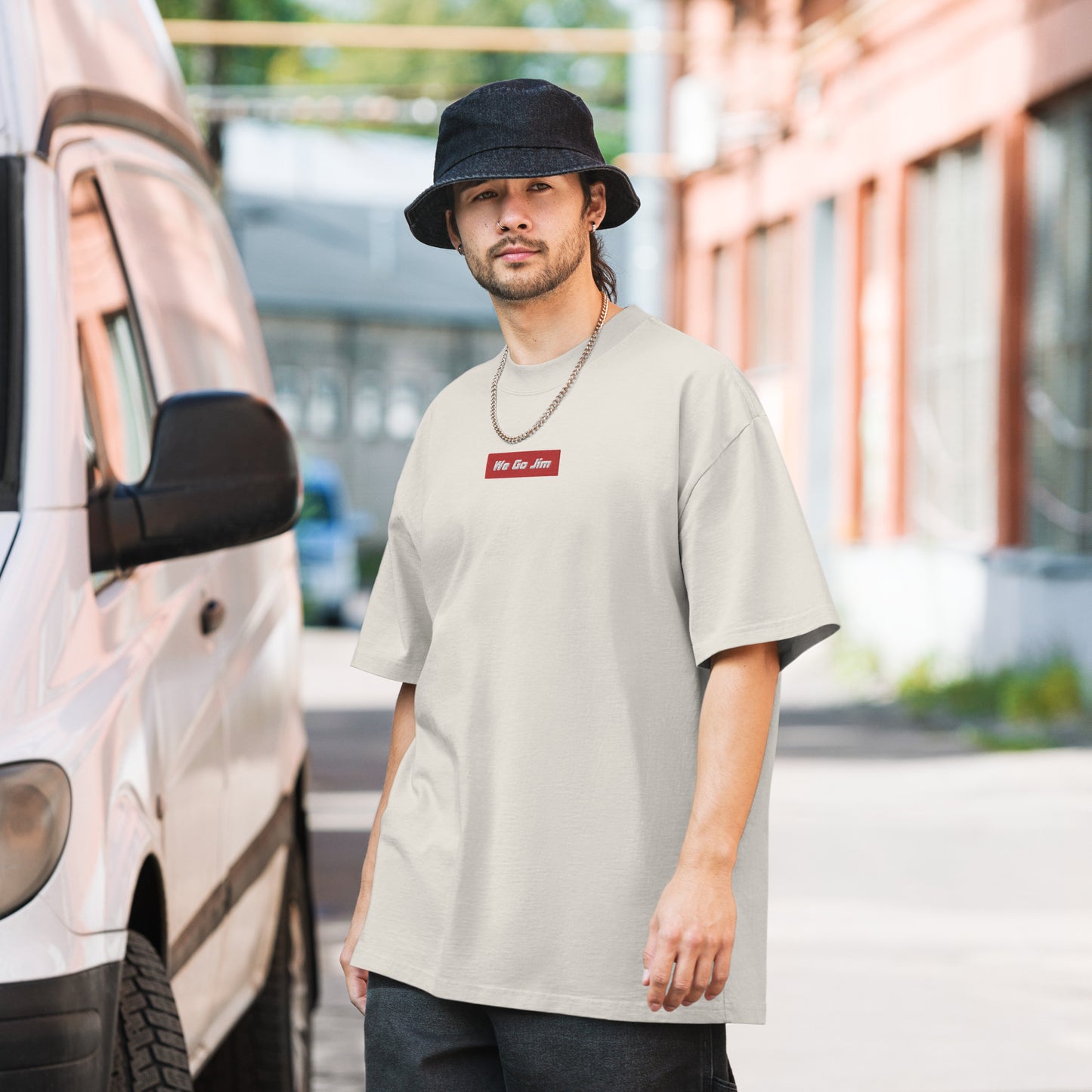 "We Go Jim" Oversized Faded T-Shirt