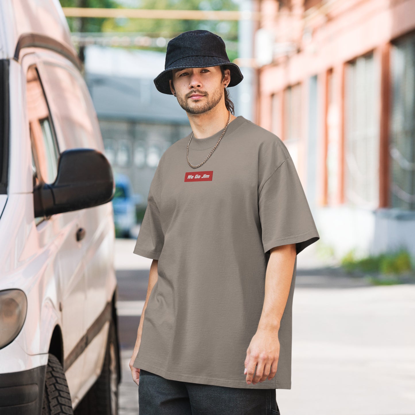 "We Go Jim" Oversized Faded T-Shirt