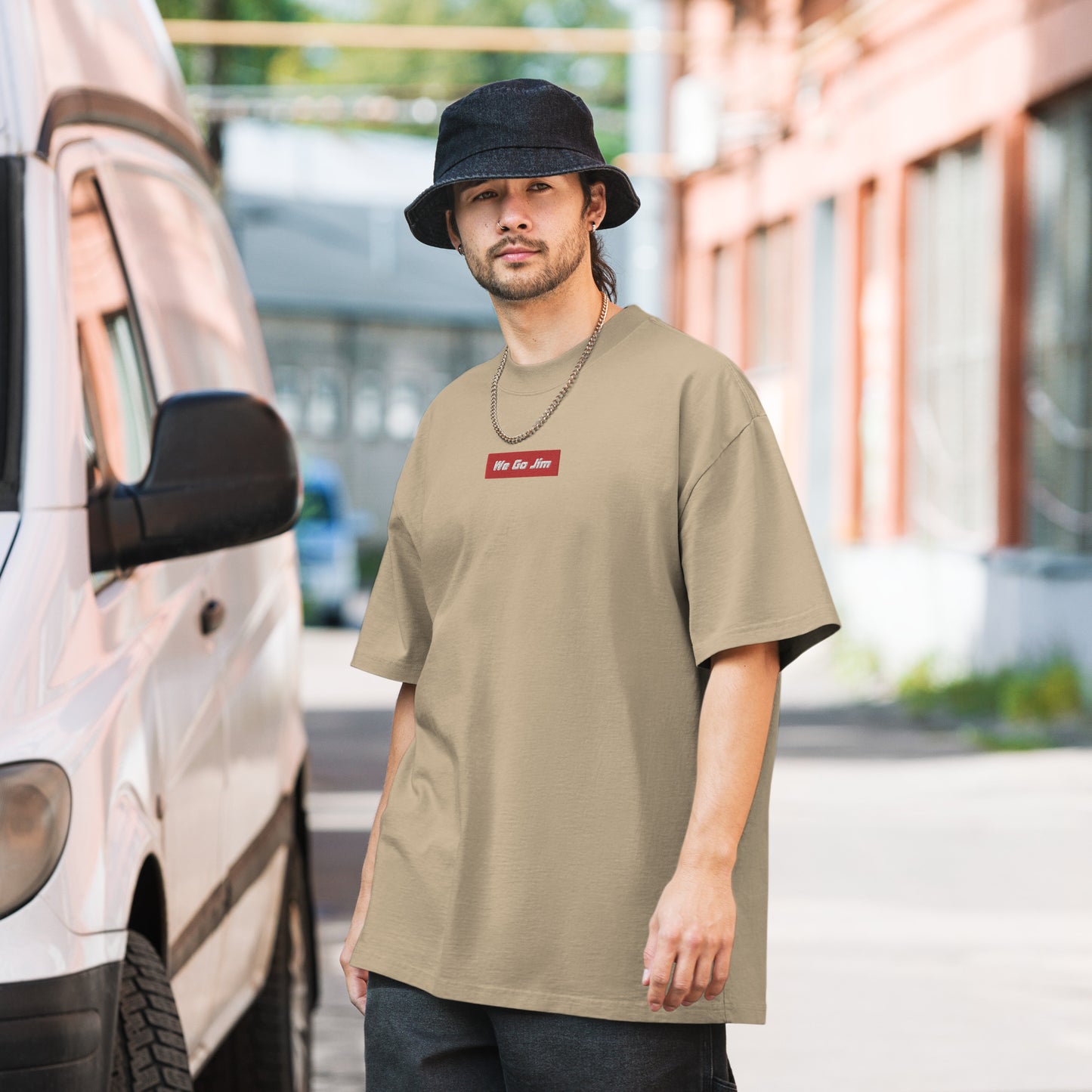 "We Go Jim" Oversized Faded T-Shirt